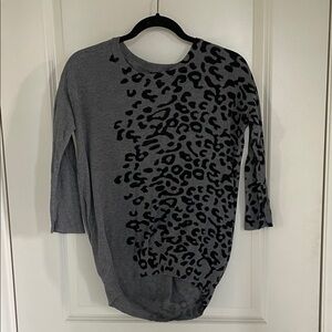 Apt. 9 Charcoal Leopard Print Long Sleeve Top